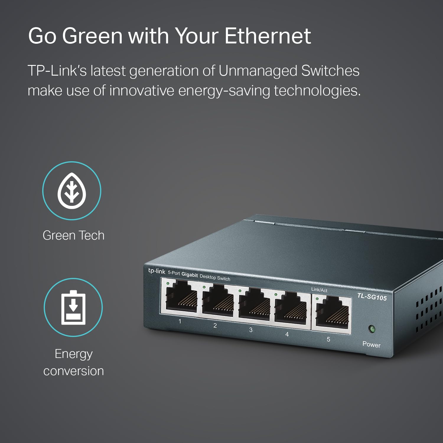 TP-Link TL-SG105 5 Port Gigabit Unmanaged Ethernet Network Switch, Ethernet Splitter, Plug and Play, Fanless Metal Design, Shielded Ports, Traffic Optimization, Limited Lifetime Protection,Black