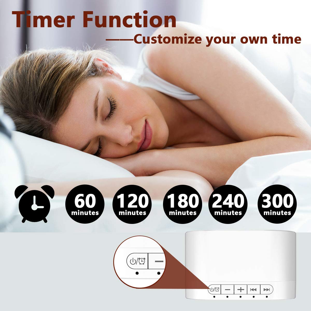 Magicteam Sleep Sound White Noise Machine with 20 Natural Soothing Sounds and Memory Function 32 Levels of Volume Powered by AC or USB and Sleep Timer Sound Therapy for Baby Kids Adults (White) - Available at All In One Marketplace Canada