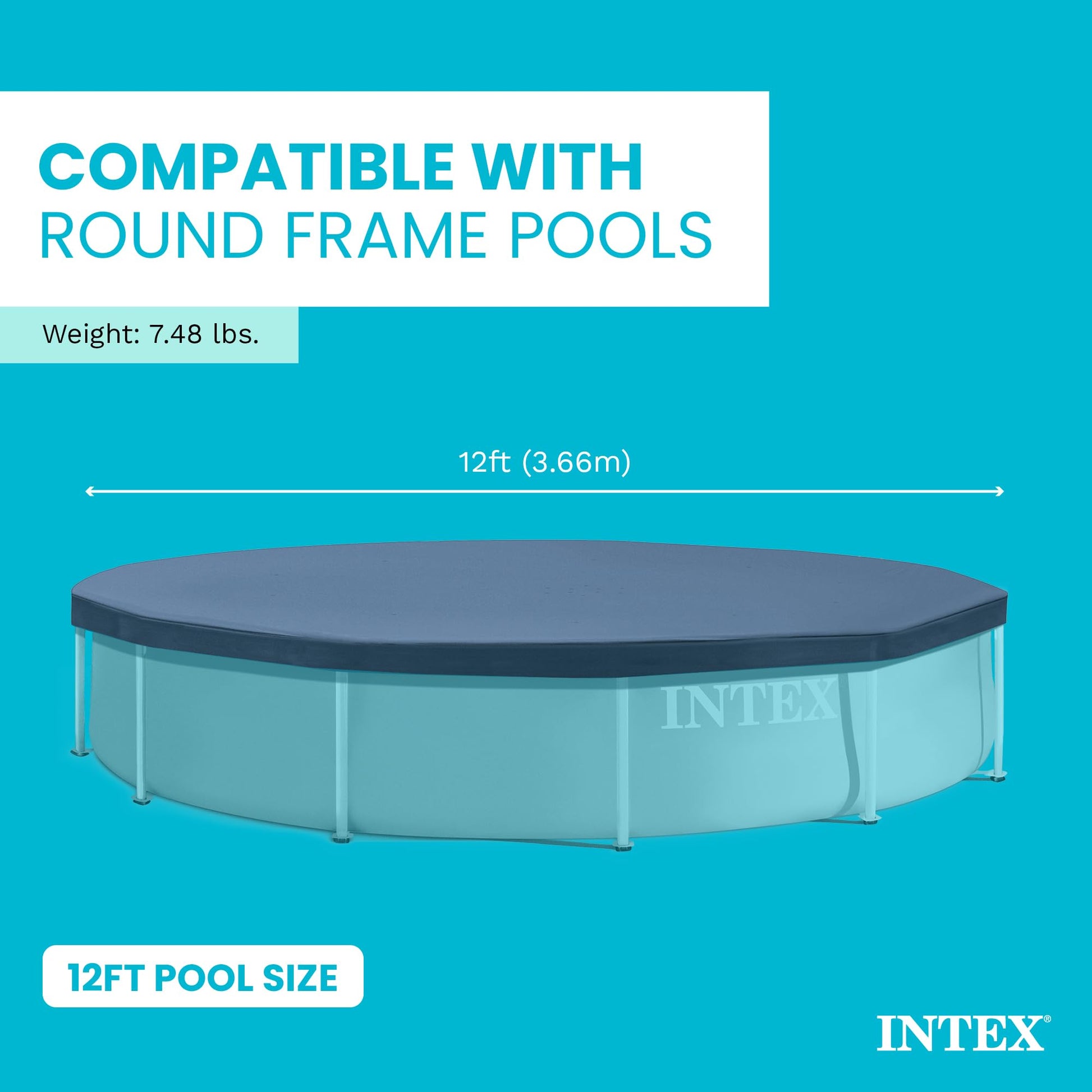 Intex 28031E 12 Foot Round Above Ground Swimming Pool Cover, (Pool Cover Only) Intex
