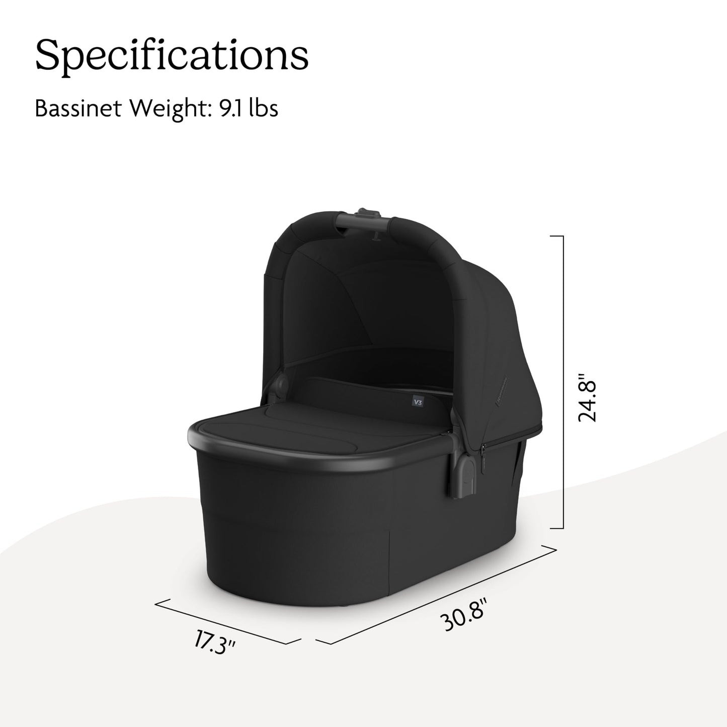 UPPAbaby Bassinet V3 - Compatible with Vista, Cruz, Ridge Strollers - Overnight Sleep Solution - Mattress, Sheet and Bug Shield Included - Jake (Charcoal/Carbon Frame) UPPAbaby