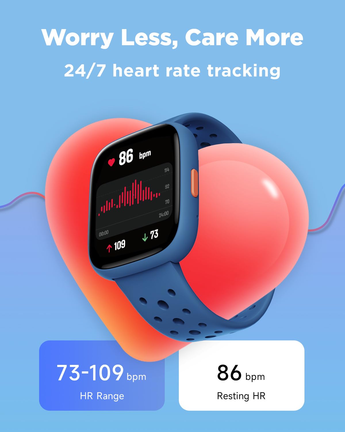 BIGGERFIVE Smart Watch for Kids, 1.8" Fitness Tracker Watch Pedometer, Heart Rate, Sleep Monitor, IP68 Waterproof, Calorie Step Counter, Puzzle Games with/Without APP for Girls Boys Teens 5-16, Blue