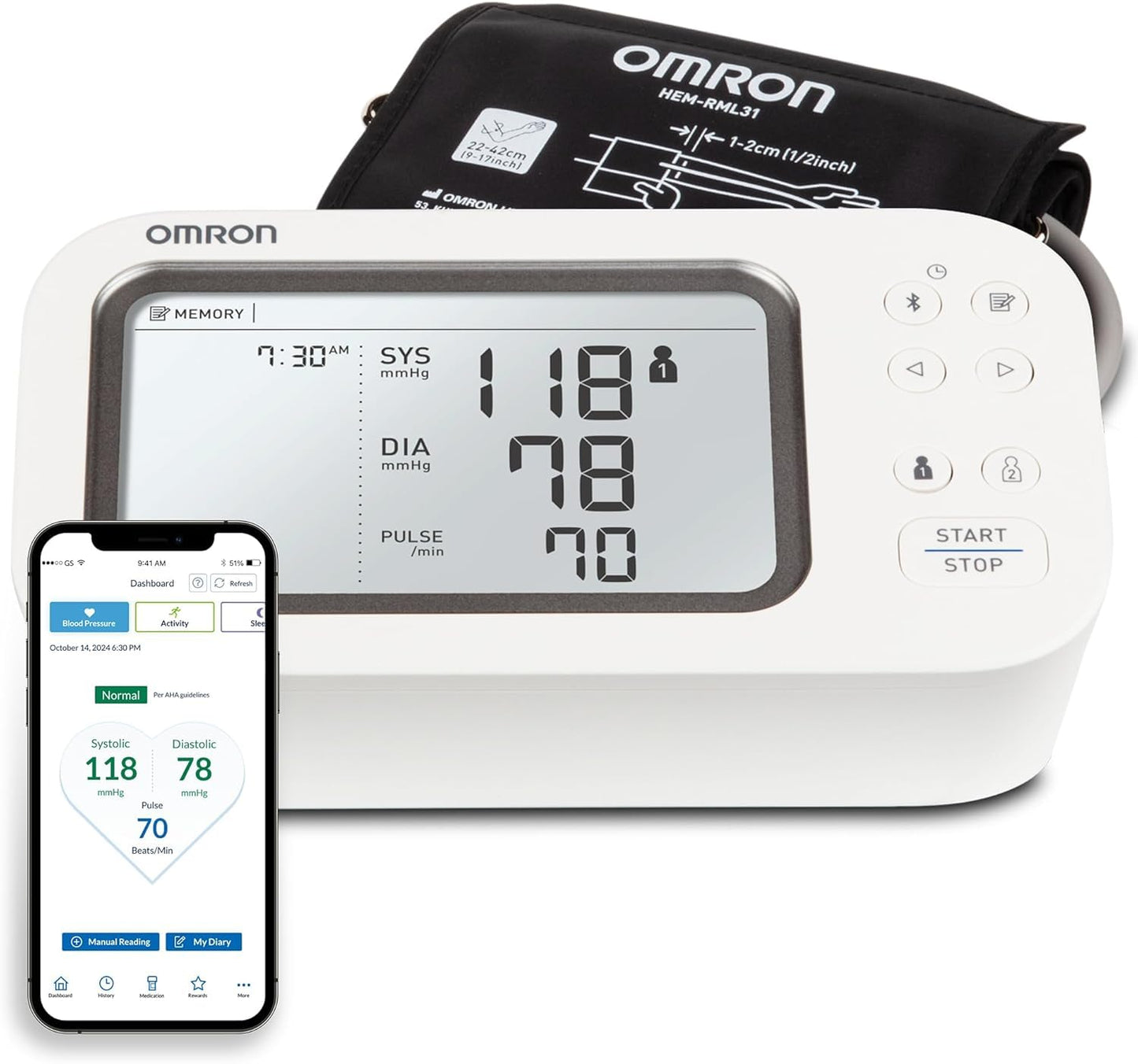 OMRON Gold Upper Arm Blood Pressure Monitor - Clinically Validated Blood Pressure Arm Cuff - Use OMRON Connect App for Unlimited Measurements 🍁 All In One Marketplace Canada Omron