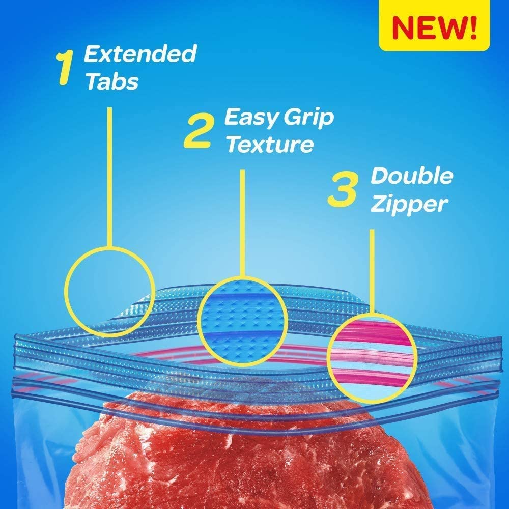 Ziploc Extra Large Food Storage Freezer Bags with Double Zipper Seal and Easy Open Tabs, 30 Count - Available at All In One Marketplace Canada