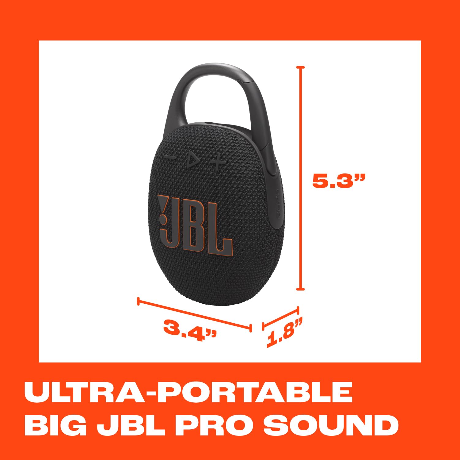 JBL Clip 5 - Ultra-Portable, Waterproof and Dustproof Bluetooth Speaker, Integrated Carabiner, Up to 12 Hours of Play, Made in Part with Recycled Materials (Black)