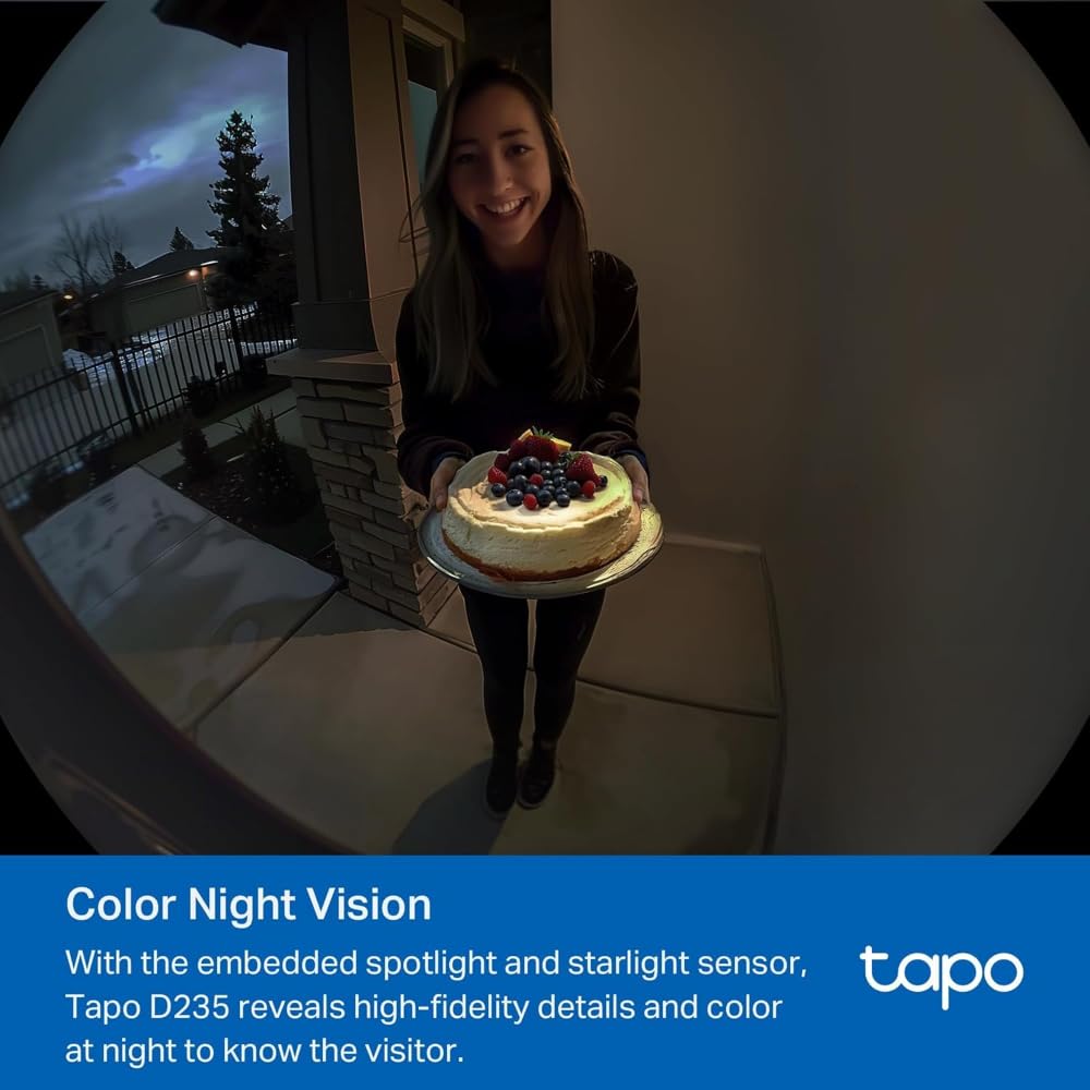 TP-Link Tapo Smart Video Doorbell Camera with Chime, Battery or Wired, 2K 5MP Color Night Vison, No Monthly Fee, 180° Ultra-Wide Head-to-Toe View, Free AI Detection, Cloud & Local Storage (Tapo D235) 🍁 All In One Marketplace Canada