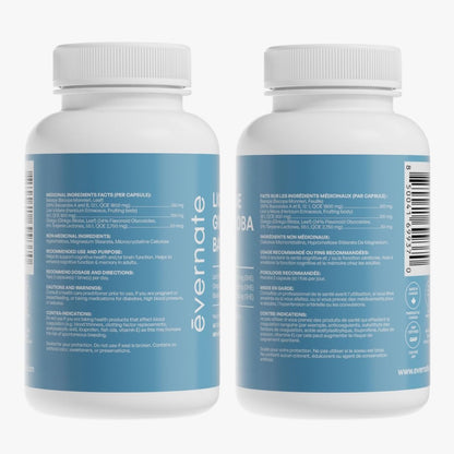 ALL-IN-ONE Lion's Mane 1,600 mg with Ginkgo Biloba 5,500 mg & Bacopa Monnieri 3,600 mg (Per Serving: 2 Capsules) – 3-in-1 Memory, Focus & Cognitive Support – 60 Vegan Capsules – Made in Canada - Available at All In One Marketplace Canada