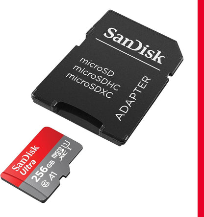 SanDisk 256GB Ultra microSDXC UHS-I Memory Card with Adapter - Up to 150MB/s, C10, U1, Full HD, A1, MicroSD Card - SDSQUAC-256G-GN6MA