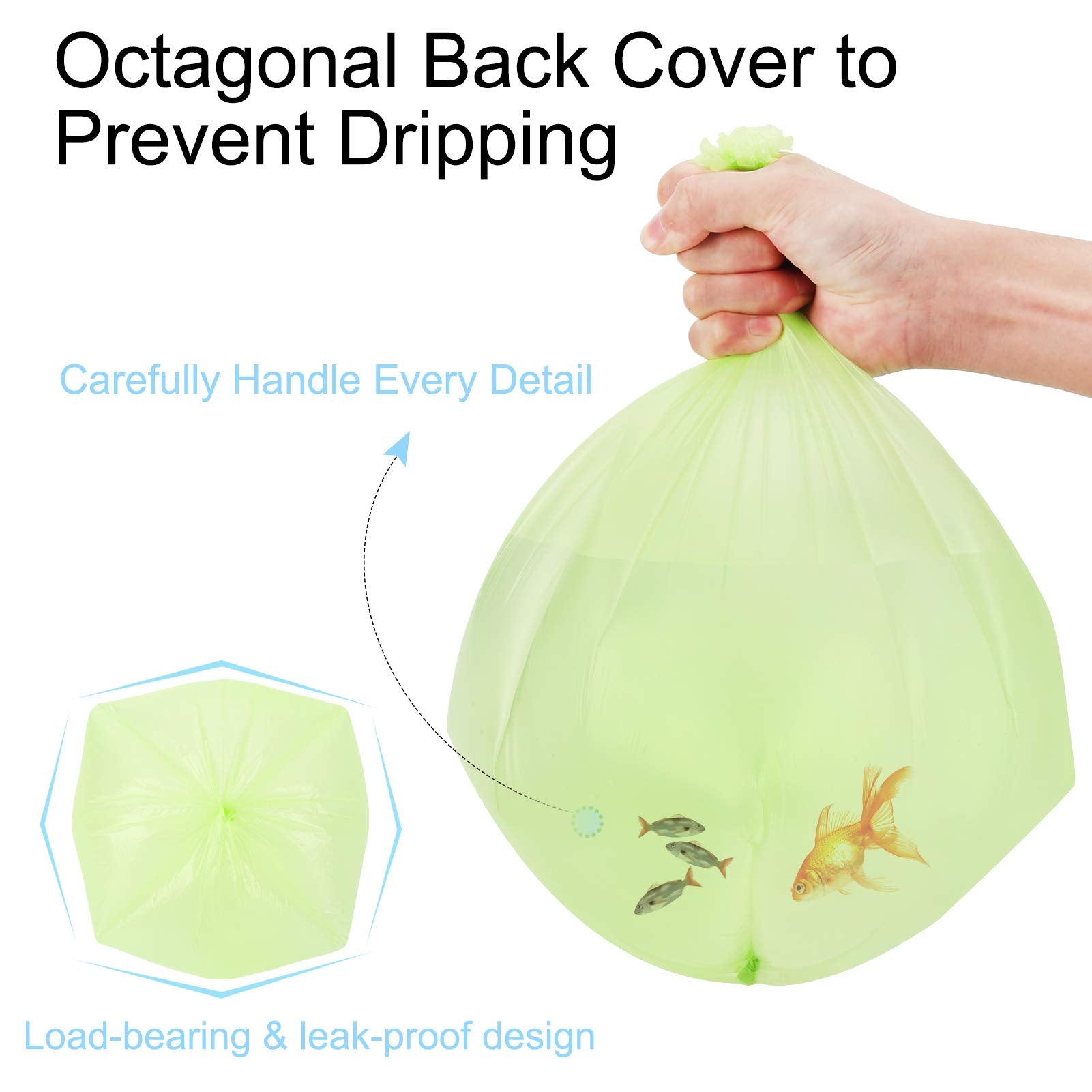 Aievrgad Biodegradable Trash bags 50PCS, 13Gallon/50L large Garbage bags/ For kitchen Bin. Bin Liner/Trash/rubbish Bags, 100% Recycled,Tough, degradable, Compost Bags for Food/household/garden - Available at All In One Marketplace Canada