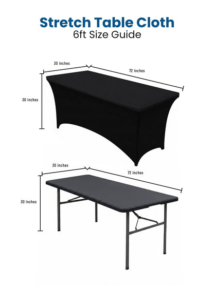 Utopia Kitchen Spandex Tablecloth 2 Pack [6FT, Black] Tight, Fitted, Washable and Wrinkle Resistant Stretch Rectangular Patio Table Cover for Event, Wedding, Banquet & Parties [72Lx30Wx30H] Inch