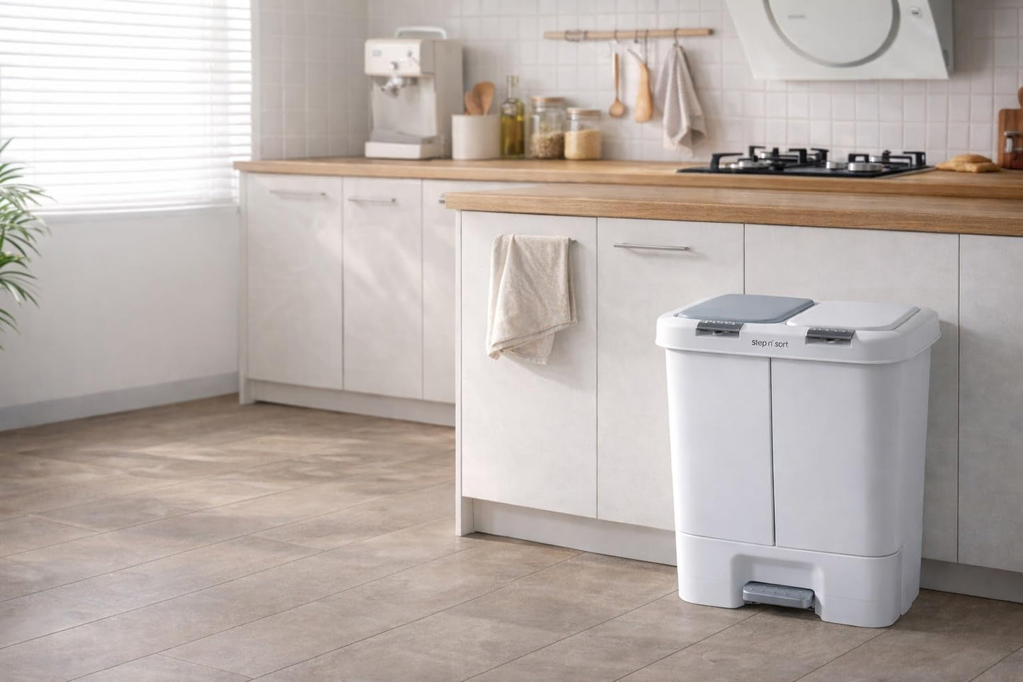 Step N’ Sort 40L Dual Compartment Recycling Bin – Slim Kitchen Waste & Recycling System (2 × 20L) Step N' Sort