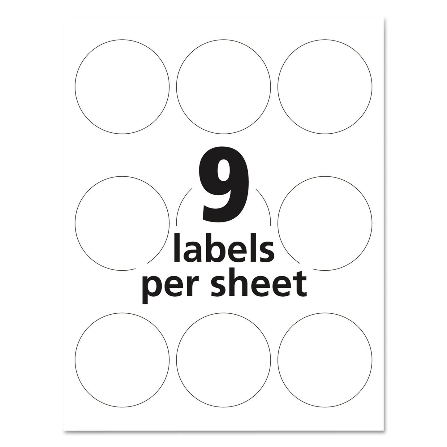 Avery Glossy White Round Labels, 2.5" Round Labels, for Laser/Inkjet Printers, Glossy White, 90 Labels/Pack, Permanent (22830) Made in Canada