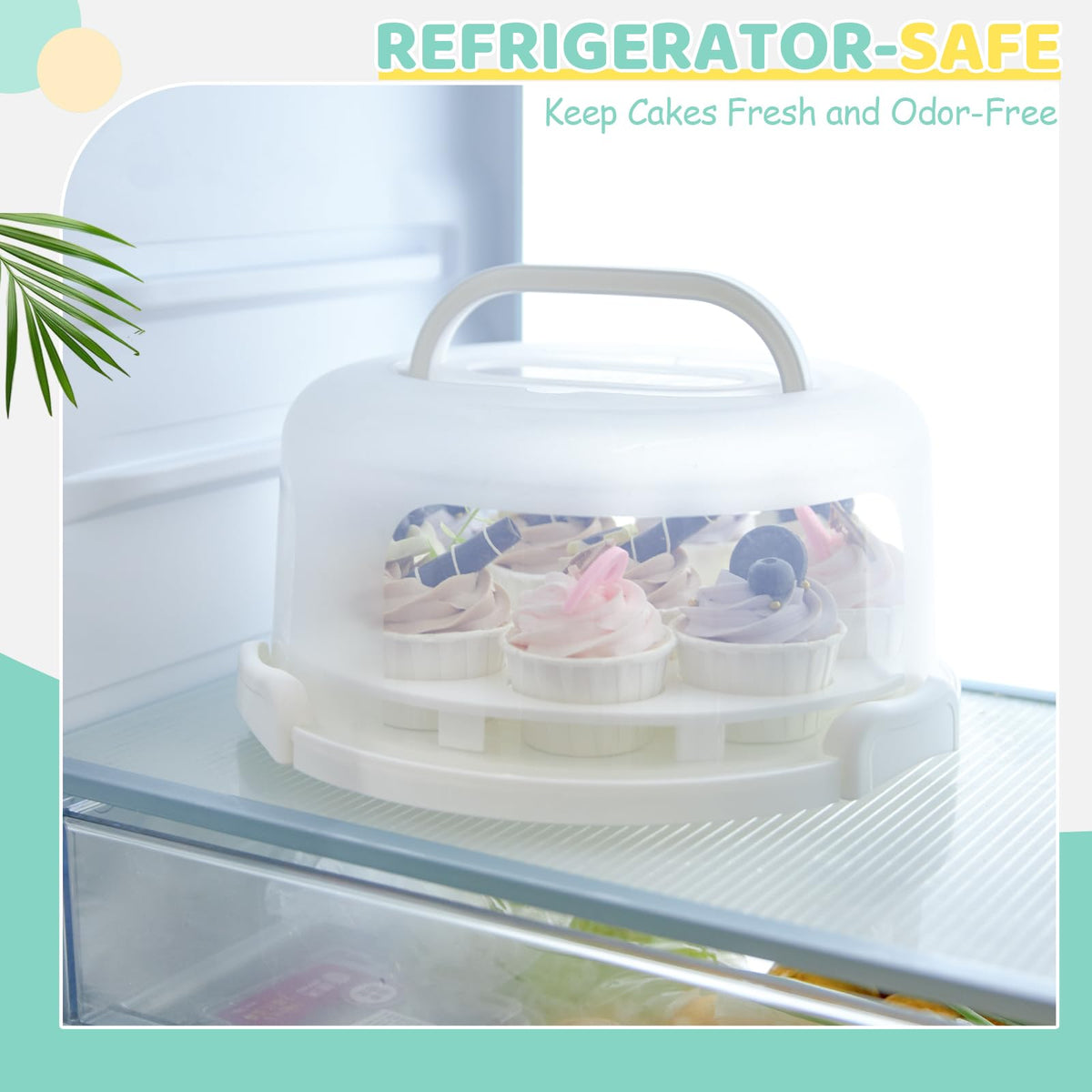 Ohuhu Cake Carrier with Handle, Portable Round Container, White, 10 in 🍁 All In One Marketplace Canada