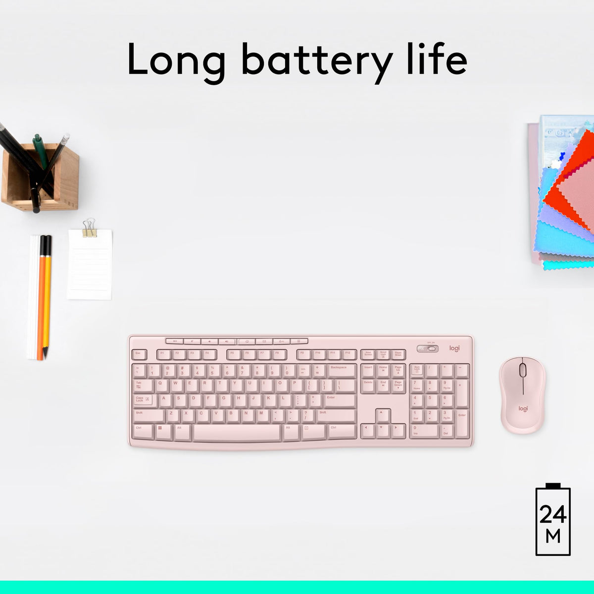 Logitech K270 Full Size Wireless Keyboard for Windows - Rose