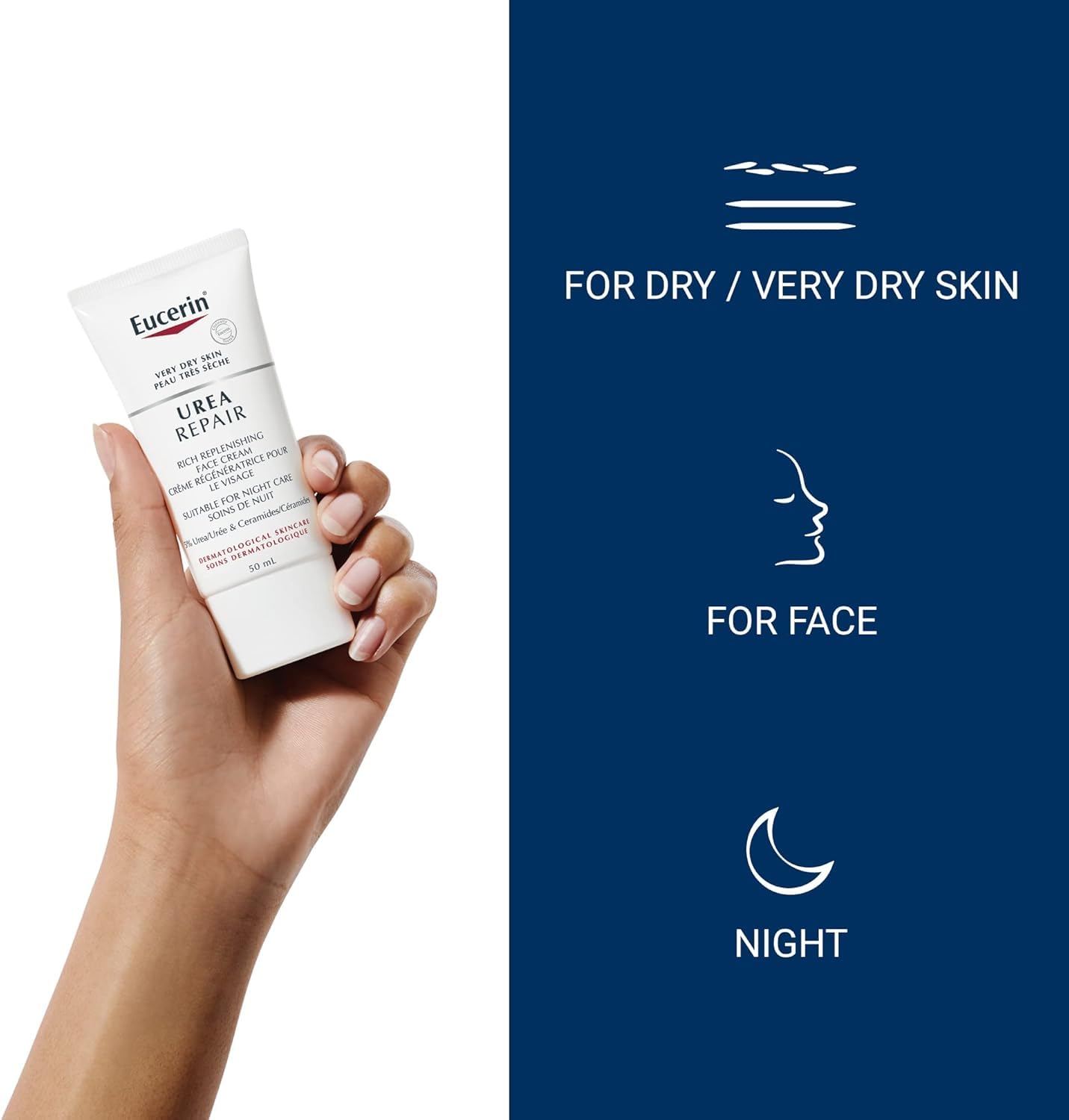 Eucerin Urea Repair Night Face Cream, 5% Urea & Ceramides, Non-Greasy, 50mL 🍁 All In One Marketplace Canada