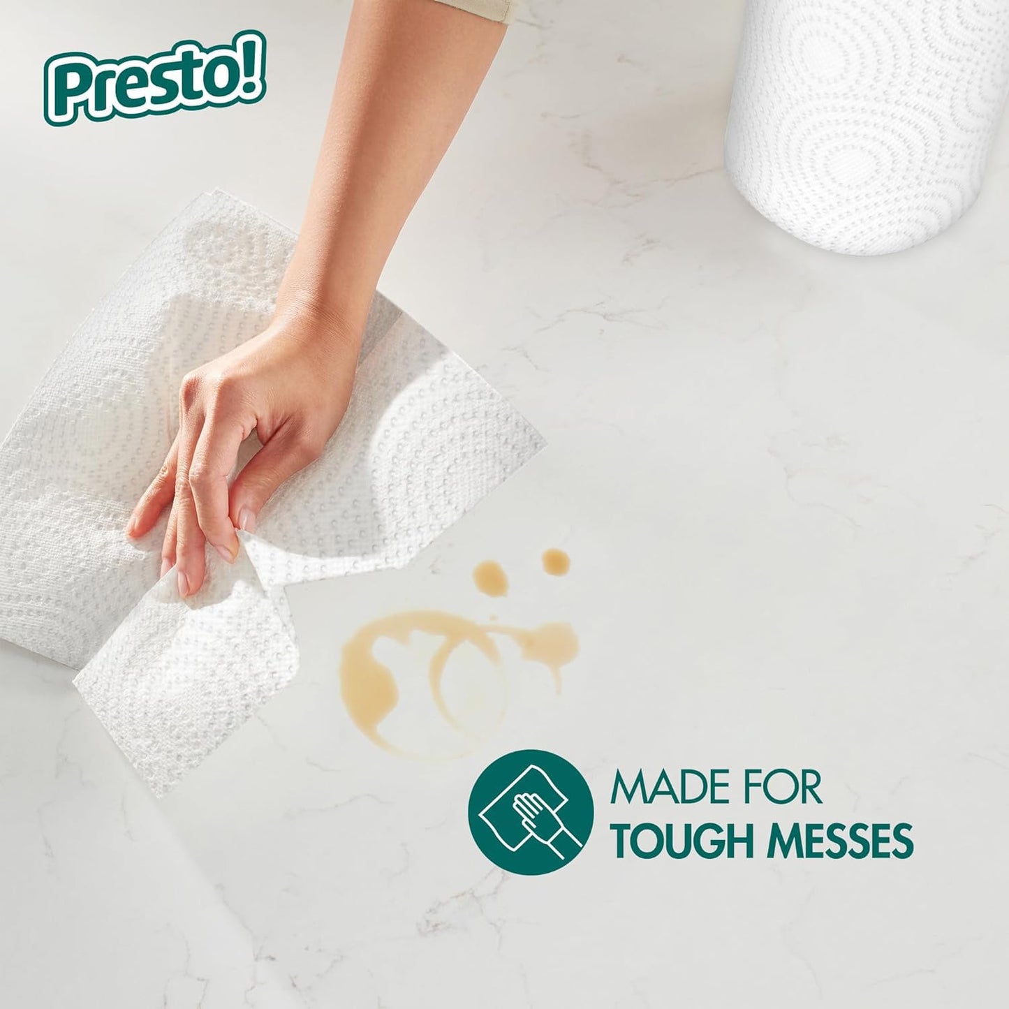 Amazon Brand - Presto! Flex-a-Size Paper Towels, 158-Sheet Huge Roll, 6 Count (Pack of 1), 6 Huge Rolls = 19 Regular Rolls Presto!