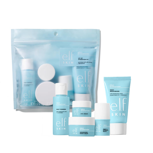 e.l.f. SKIN Holy Hydration! Jet Set Hydration Kit, Travel Friendly Hydrating Skincare Set, Face Cleanser, Balm, Moisturizer, Eye Cream & Night Cream, Vegan & Cruelty-Free - Available at All In One Marketplace Canada