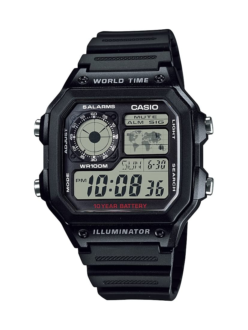 Casio Men's Classic Japanese-Quartz Watch with Resin Strap, Black, 21 (Model: AE1200WH-1A) Casio