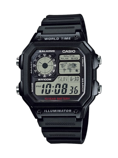 Casio Men's Classic Japanese-Quartz Watch with Resin Strap, Black, 21 (Model: AE1200WH-1A) Casio