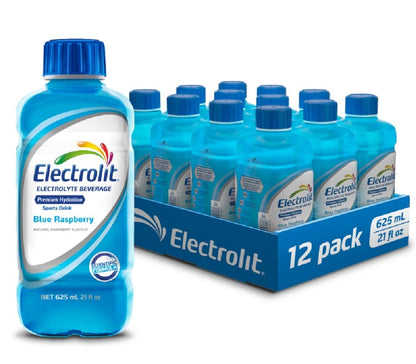 Electrolit Electrolyte Recovery Drink, Blue Raspberry Flavor, 625ml Bottles (12-Pack)