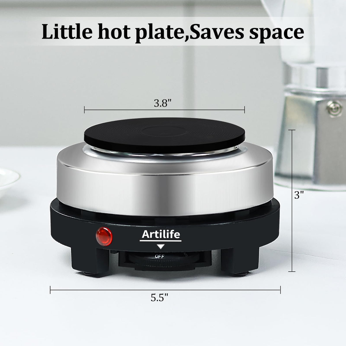 Artilife 500W Small Hot Plate Mini Hot Plate, Christmas Gift, Electric Single Hot Plate,Multi-Function Portable Stove Kitchen Cooktop Electric Heater for Home 110V 🍁 All In One Marketplace Canada