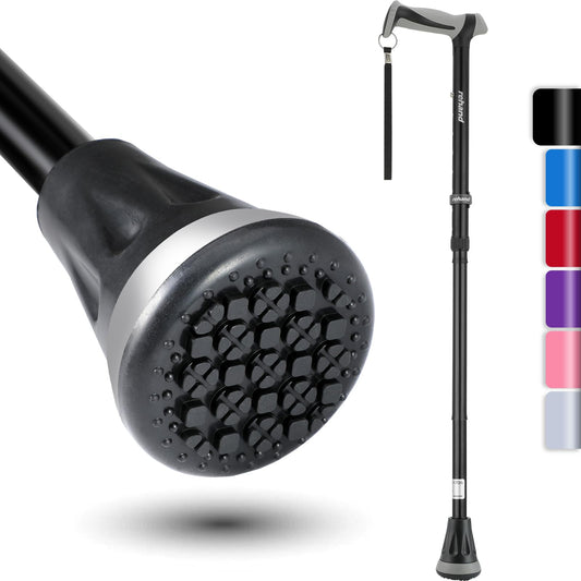 REHAND Walking Cane - Foldable, Adjustable, Collapsible Walking Canes for Men & Women, Heavy Duty All Terrain Tip, with Travel Bag | Walking Sticks for Seniors & Adults (Natural Black) - Available at All In One Marketplace Canada
