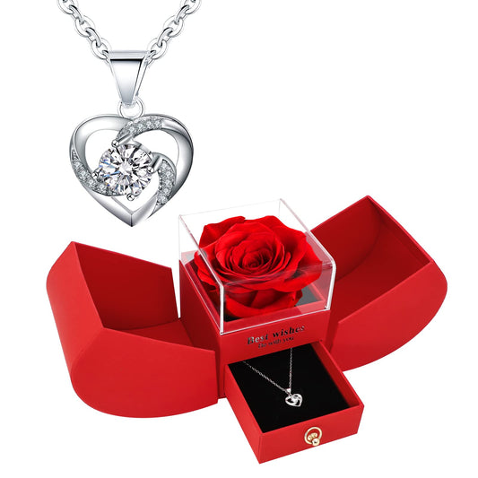 YJYJHOPE Valentines Day Birthday Gift for Women Girlfriend Wife Her, Preserved Rose with I Love You 925 Sterling Silver Necklace, Gifts Ideas for Christmas Anniversary Thanksgiving 🍁 All In One Marketplace Canada