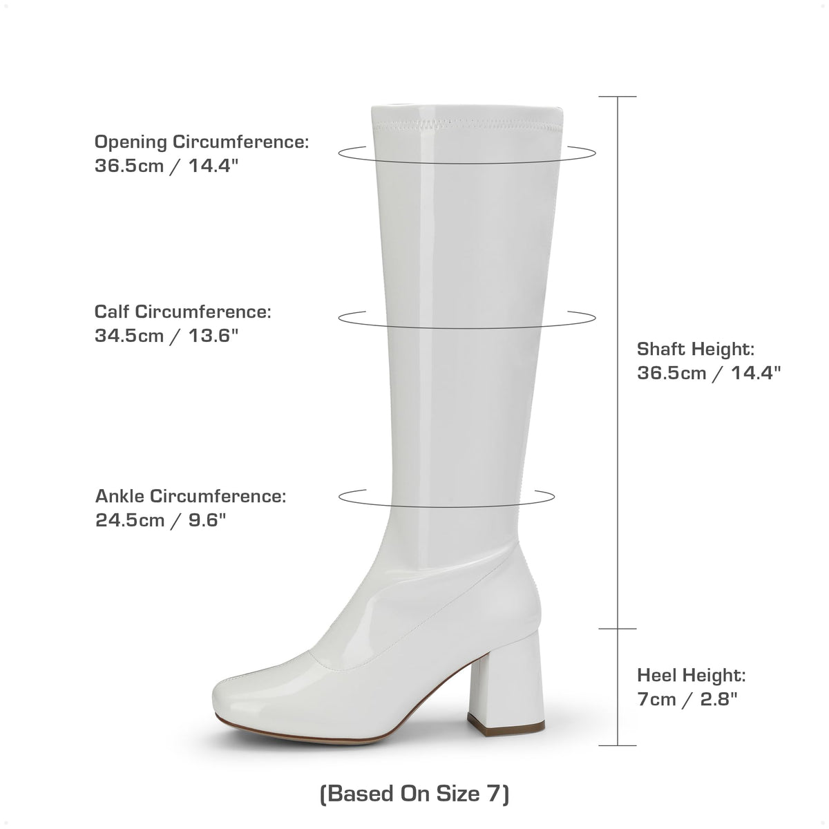 DREAM PAIRS Women Knee High Chunky Gogo Boots,White/Patent/Pu,8 🍁 All In One Marketplace Canada