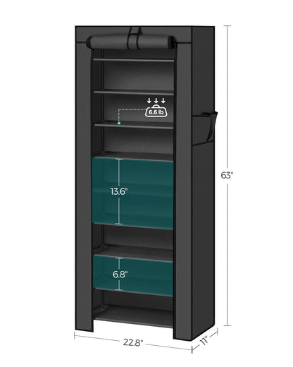 SONGMICS 10-Tier Shoe Rack, Shoe Storage Organizer Cabinet, Black URXJ10H01 SONGMICS
