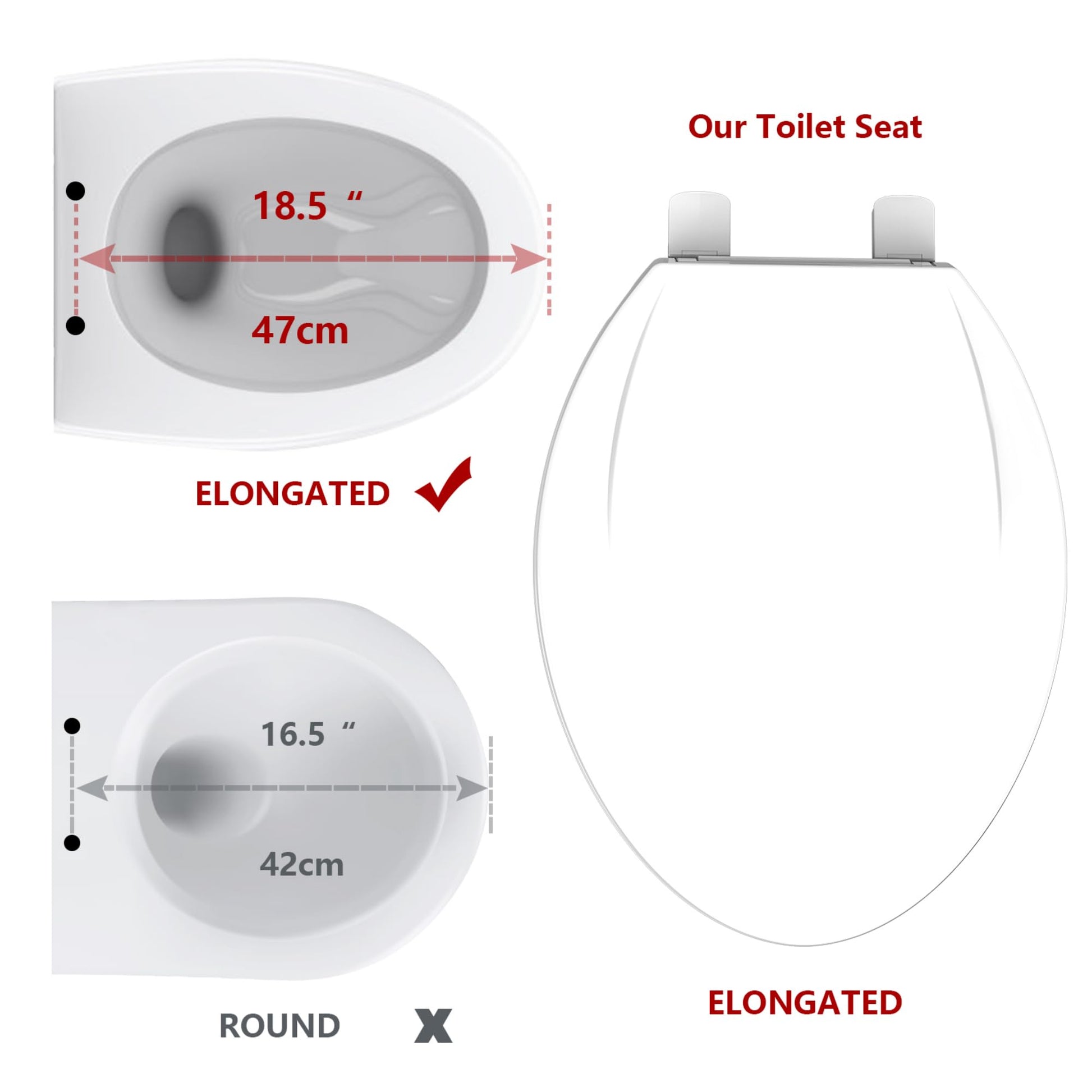 White Elongated Toilet Seat, Slow Close Toilet Cover Seat for Easy Clean and Stain-Resistant, Plastic Toilet Seat with Cover, Quick-Release Hinges and Quick-Attach Hardware ExploreHorizon