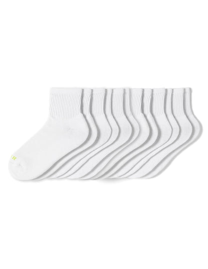 Hue Women's Mini Crew Sock 6 Pair Pack, White - 6 Pair Pack, One Size