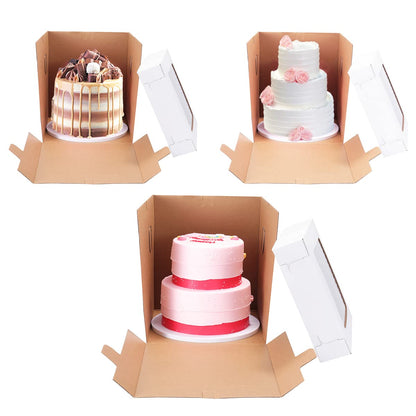 Huoshange Tall Cake Boxes for Tier Cakes,12x12x12 Inch [3 Pack ] Sturdy Tall Cake Box with Window,White Wedding Cake Boxes,Layer Cake Carrier,Disposable Cake Containers 🍁 All In One Marketplace Canada