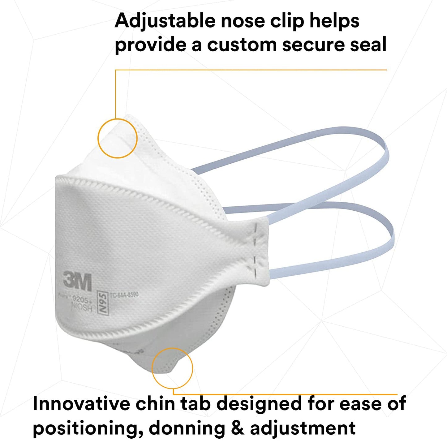 3M Aura Particulate Respirator 9205+, N95, Pack of 20 Disposable Respirators, Individually Wrapped, 3 Panel Flat Fold Design Allows for Facial Movements, Comfortable, NIOSH Approved - Available at All In One Marketplace Canada