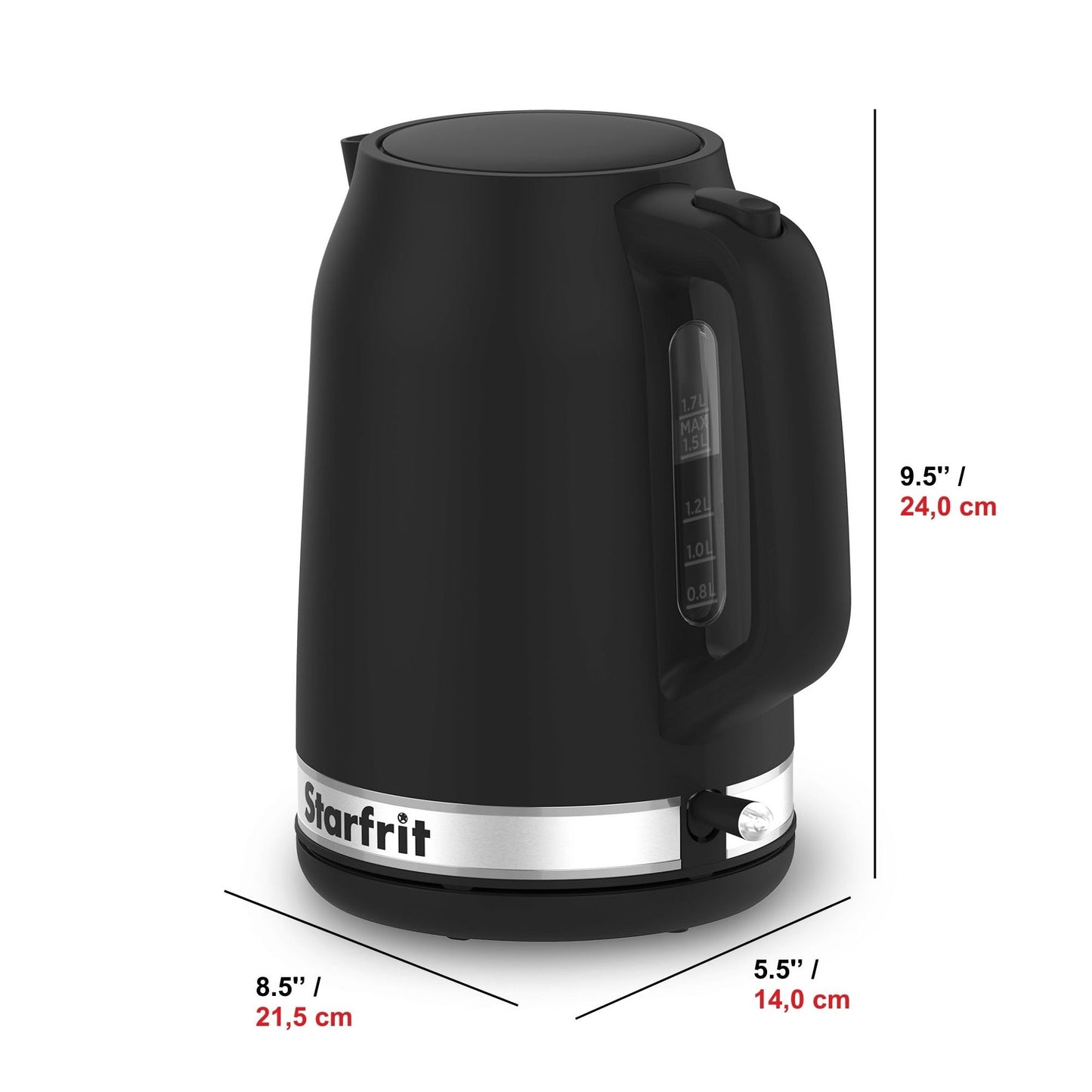 Starfrit Electric Kettle - 1.7L Capacity - Water Level Indicator - Automatic Shut-Off - 1500W – Black 🍁 All In One Marketplace Canada