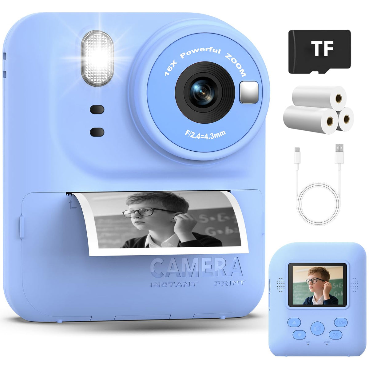 Okaloka Kids Instant Print Camera Toys,1080P HD Toddler Digital Video Camera,Christmas Birthday Gifts for Girls Boys Age 3-12 Year Old - 32G SD Card Included (Blue) 🍁 All In One Marketplace Canada