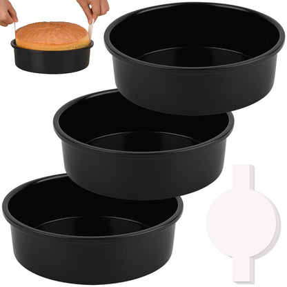 HUAKENER 8 Inch Cake Pan - Set of 3 Round Cake Pans with 100 Pieces Parchment Paper, Non-Stick Cake Baking Pans, Dishwasher Safe 🍁 All In One Marketplace Canada