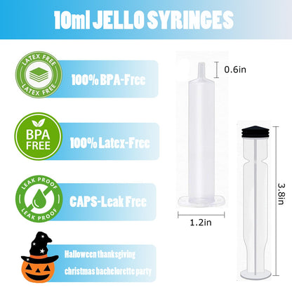 125 Pack Jello Syringes with Caps, 10ml Reusable Plastic Syringes for Party Desserts, Jelly, Pudding, Juice - BPA-Free Halloween Thanksgiving Christmas Birthday Supplies 🍁 All In One Marketplace Canada