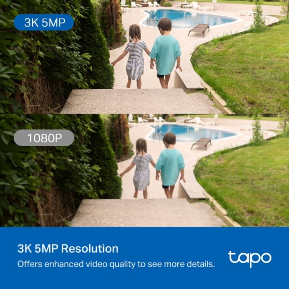 TP-Link Tapo 3K 5MP Pan/Tilt Outdoor Wired Security Wi-Fi Camera, 360° Visual Coverage, Starlight Full-Color Night Vision Up to 98ft, Person/Pet/Venicle Detection,Physical Privacy Mode (Tapo C530WS)