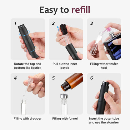 Lisapack Perfume Travel Spray Bottles - 8ml Mini Cologne Refillable Atomizer Decanter for Men - Small Size Travel Essentials Perfume Refill Decant Dispenser for Women Purse Pocket 3PCS Black - Available at All In One Marketplace Canada
