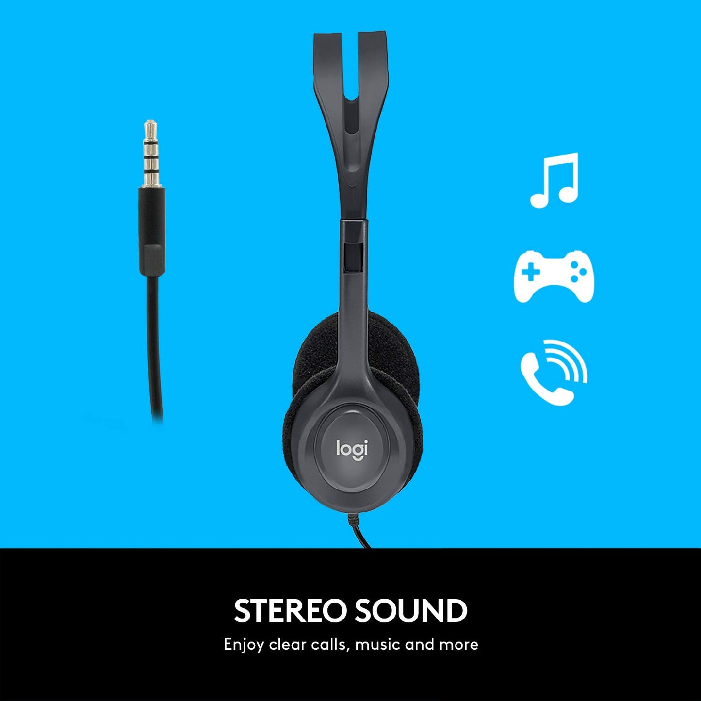 Logitech H111 Wired Headset Stereo Headphones Noise Cancelling - Black 🍁 All In One Marketplace Canada