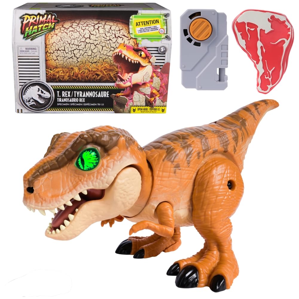 PRIMAL HATCH Jurassic World Interactive Toy Dinosaur & Egg, Hatch & Train Your own Baby Dino with 100+ Sounds & Reactions, Kids Toys for Boys & Girls Aged 5 & Up