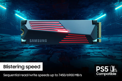 SAMSUNG 990 PRO w/Heatsink SSD 1TB PCIe Gen4 NVMe M.2 Internal Solid State Drive, Up to 7,450MB/s, PS5 Compatible, MZ-V9P1T0CW