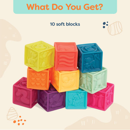 B. toys One Two Squeeze, 10 Soft Stacking Blocks, Blocks - 2, Baby B. toys