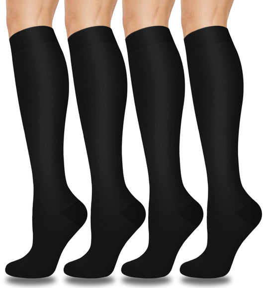 CTHH 4 Pairs Graduated Copper Compression Socks for Women & Men Circulation 15-20 mmHg - Best Support for Nurses, Running