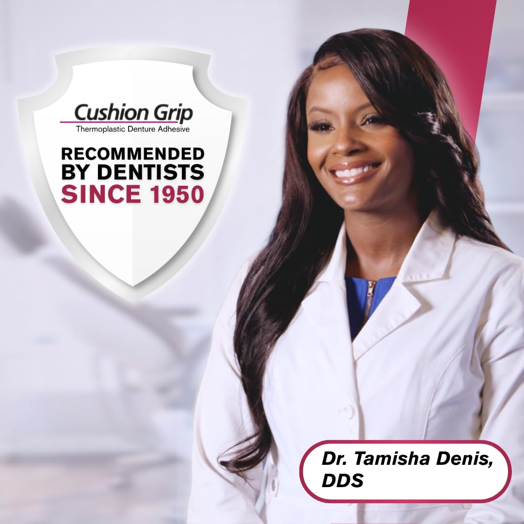 Cushion Grip Thermoplastic Denture Adhesive – Refits & Tightens Loose Dentures, Works Like a Denture Reliner for a Long-Lasting, Secure Fit, Cushions Gums, Waterproof & Zinc-Free - 1 oz - Available at All In One Marketplace Canada