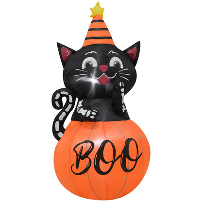 4FT Halloween Inflatable Decor Pumpkin Cat with LED Lights 🍁 All In One Marketplace Canada