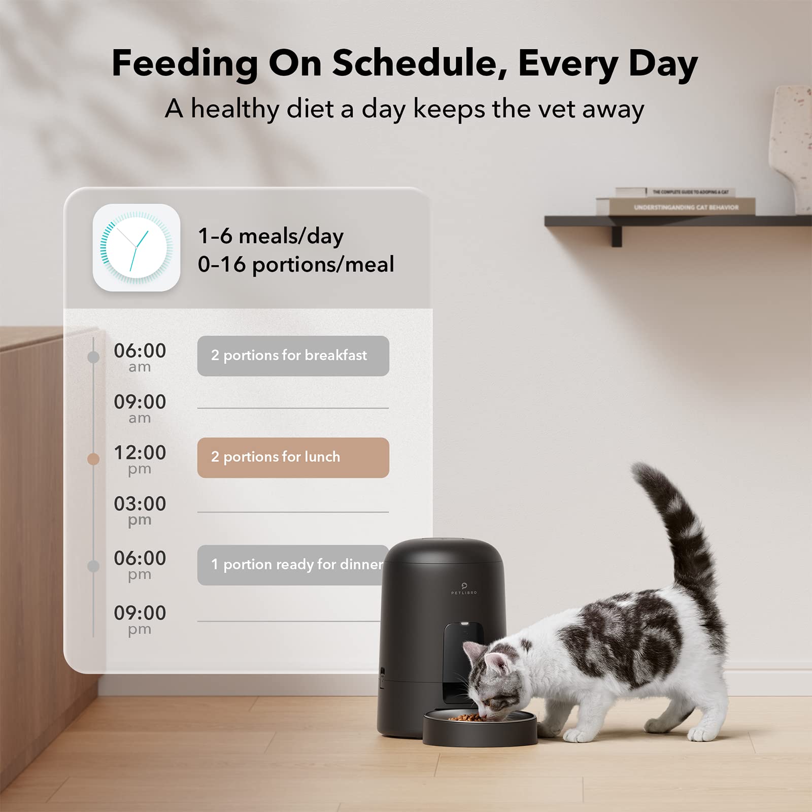 PETLIBRO Automatic Cat Feeder, 2L Timed Cat Feeder with 180-Day Battery Life, Automatic Pet Feeder for Cat & Dog, Cat Food Dispenser Program 1-6 Meals Control, Automatic Dog Feeder for Dry Food - Available at All In One Marketplace Canada