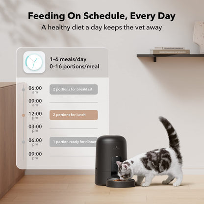 PETLIBRO Automatic Cat Feeder, 2L Timed Cat Feeder with 180-Day Battery Life, Automatic Pet Feeder for Cat & Dog, Cat Food Dispenser Program 1-6 Meals Control, Automatic Dog Feeder for Dry Food - Available at All In One Marketplace Canada
