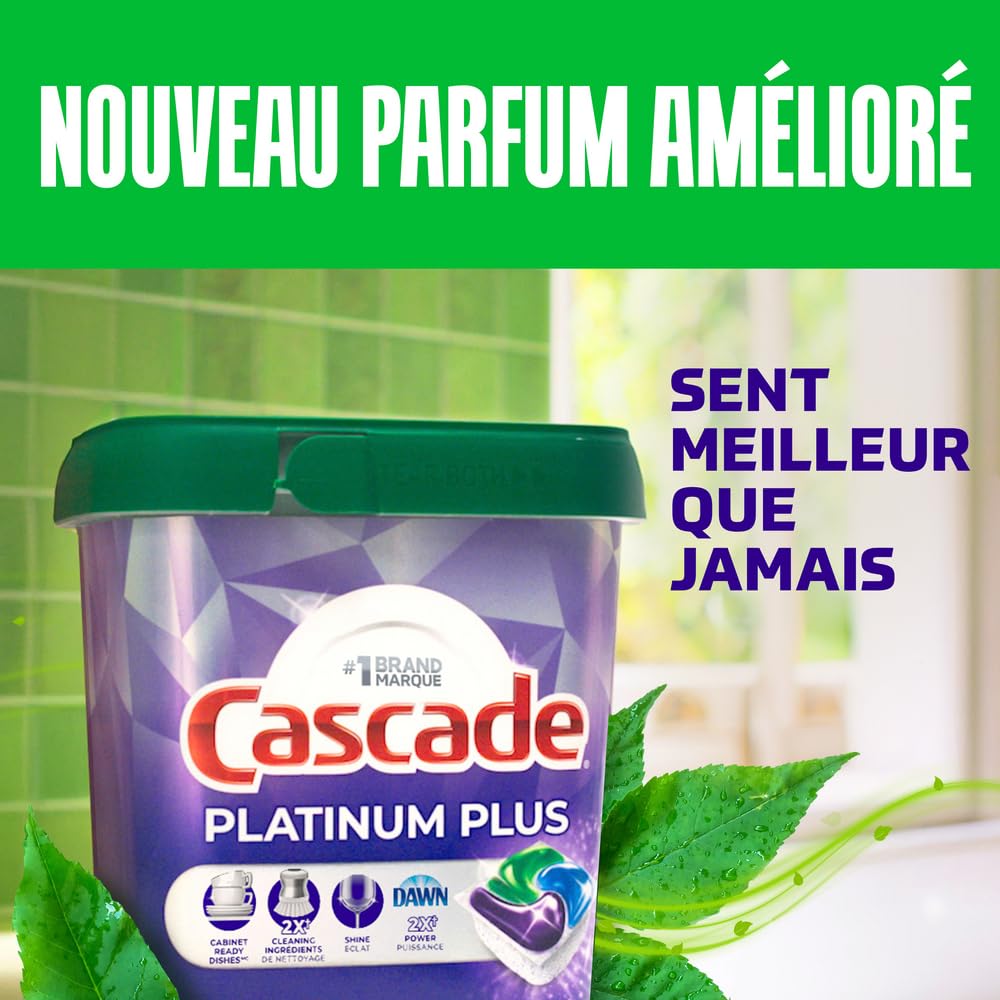 Cascade Platinum Plus Dishwasher Detergent Pods, Dish Detergent Soap, Lemon Scent, 51 Count