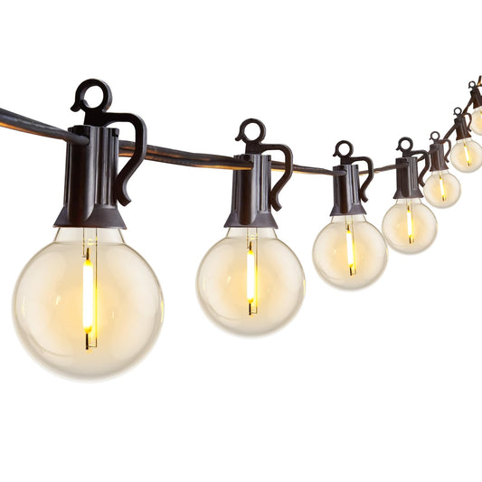 Outdoor String Lights 25 Feet G40 Globe LEDs Patio Lights with 13 Edison LED Bulbs(1 Spare), Waterproof Connectable Hanging Light for Backyard Porch Balcony Party Decor, E12 Socket Base, Black