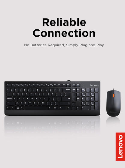 Lenovo 300 USB Combo English Keyboard and Mouse, Black